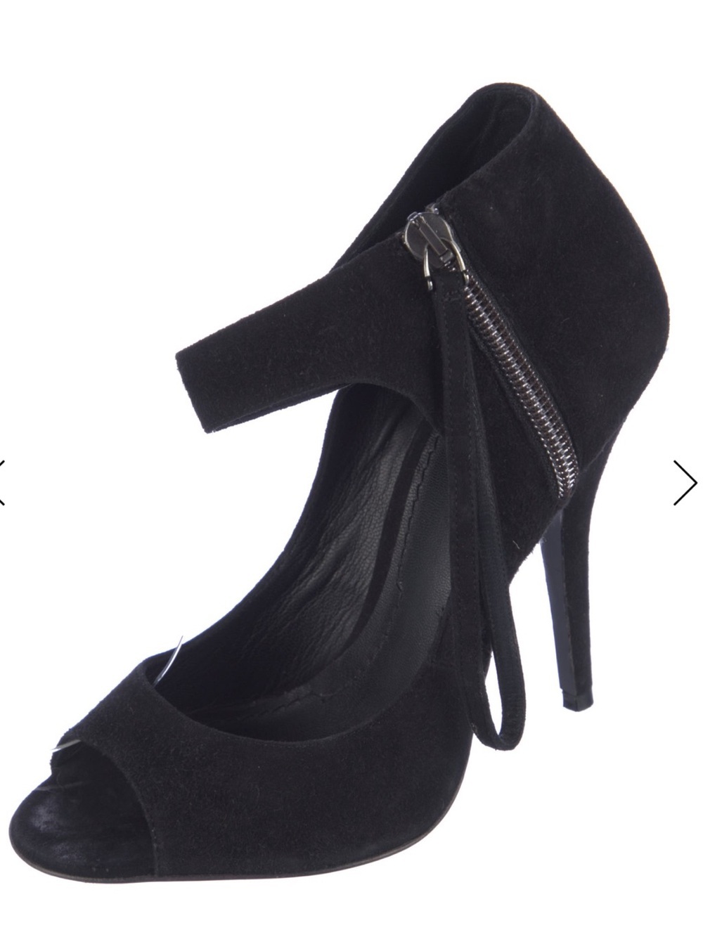Givenchy Black Suede Peep-Toe Stiletto with Side Zip size 6.5